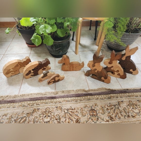 Handmade Wooden Rhino Puzzle Toy - Set of 2 - Picture 3 of 3